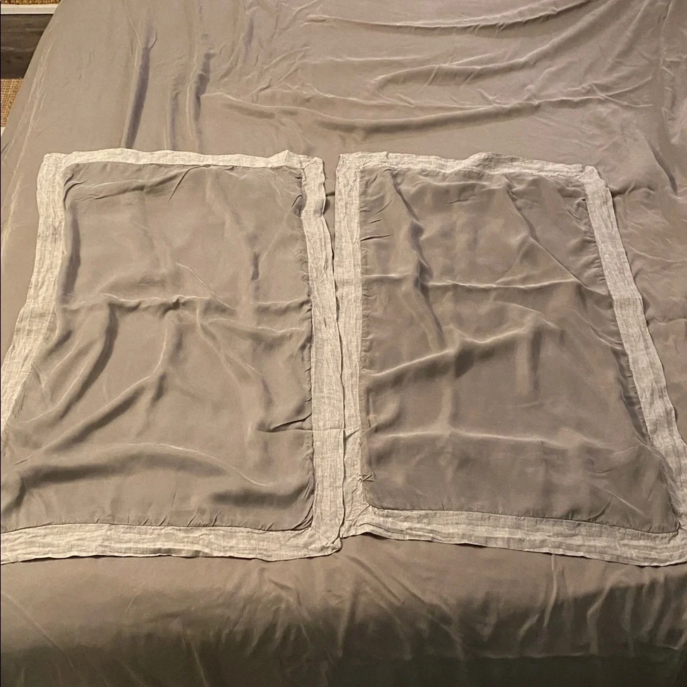 Pottery Barn Duvet Cover and Two Pillow Shams Tencel Body with Linen Trim